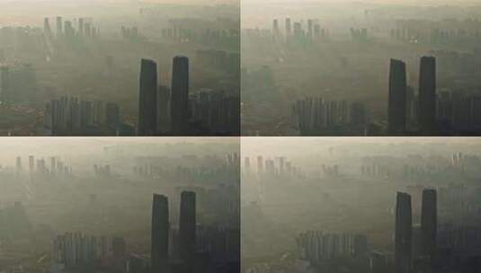 清晨薄雾中的城市建筑高清在线视频素材下载