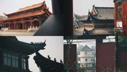 庆福寺大殿飞檐高清在线视频素材下载