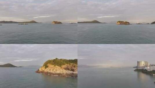 香港海怡半岛清晨航拍高清在线视频素材下载