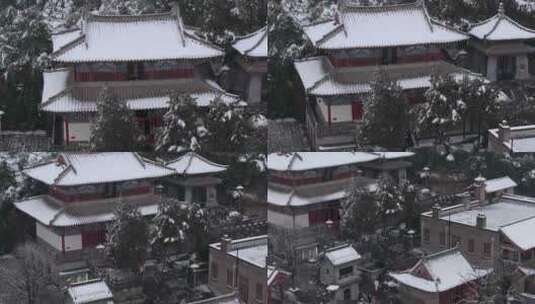 洛阳龙门石窟香山寺雪景高清在线视频素材下载