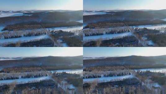 呼伦贝尔雪原森林风光高清在线视频素材下载
