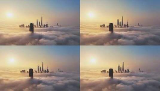 上海日出 上海平流雾 上海高度 陆家嘴高清在线视频素材下载