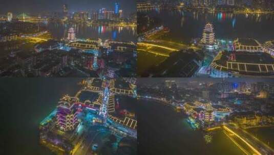 4K广东惠州市合江楼夜景延时高清在线视频素材下载