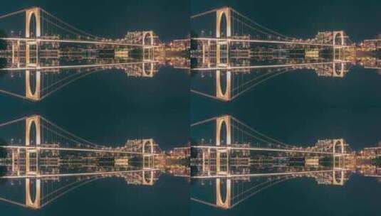 柳州红光大桥与城市车流的水面倒影延时摄影高清在线视频素材下载