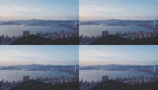 香港西高山海滨海港海洋城市天际线高清在线视频素材下载