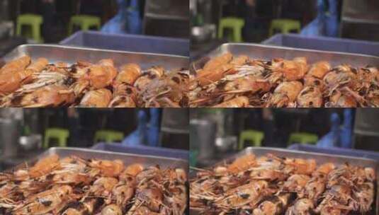 烧烤大虾美味食物高清在线视频素材下载