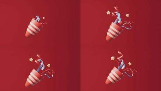 炸开的礼花与红色背景3D渲染高清在线视频素材下载