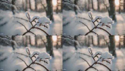 冬天雪地特写雪天风景下雪风光唯美冬季雪景高清在线视频素材下载