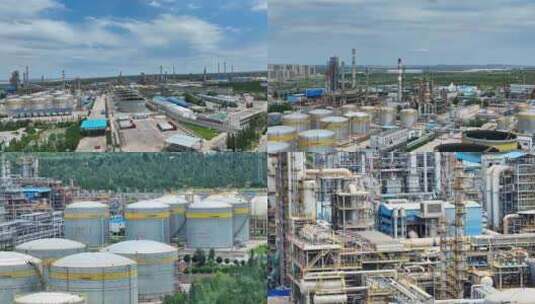 航拍靖边县延长石油炼油厂生产区高清在线视频素材下载