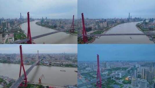 上海市浦东新区杨浦大桥桥梁城市夜晚夜景车高清在线视频素材下载