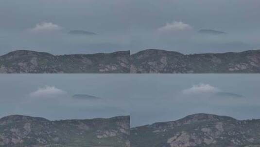 雾天远山航拍风光高清在线视频素材下载