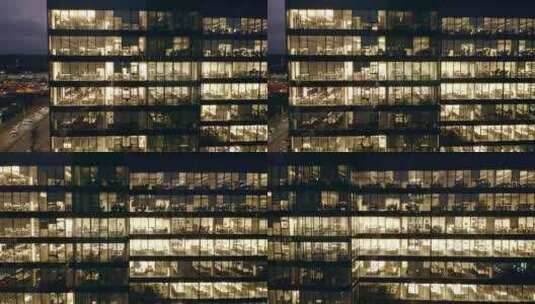 摩天大楼现代办公楼夜景高清在线视频素材下载