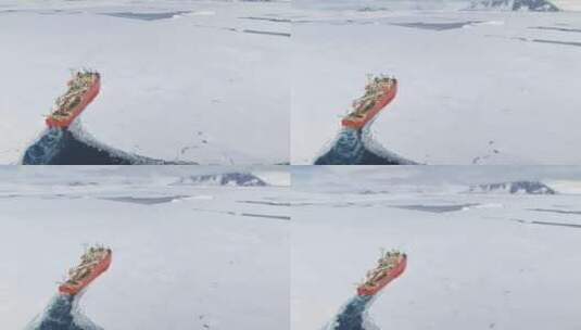 破冰船在途中破冰红色核破冰船高清在线视频素材下载