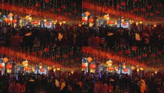 元宵节赏灯的人群游客市民高清在线视频素材下载