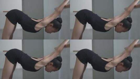 少女孩练习体操舞蹈标准动作4高清在线视频素材下载
