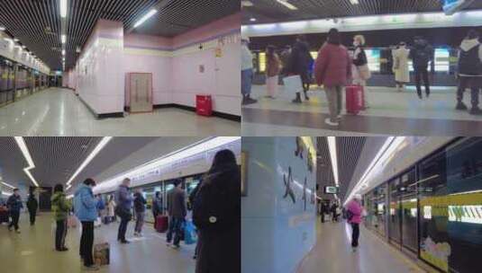 上海城市地铁乘客乘车人流视频素材高清在线视频素材下载