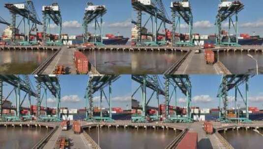 港口桥吊航拍高清在线视频素材下载