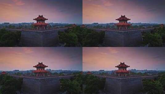 夕阳下的西安城墙高清在线视频素材下载