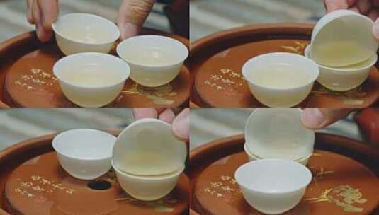 潮州工夫茶功夫茶单从三个杯潮汕3485高清在线视频素材下载