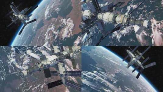 围绕地球飞行的空间站【4K】高清在线视频素材下载