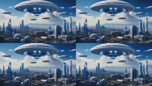 科技城市UFO飞碟高清在线视频素材下载