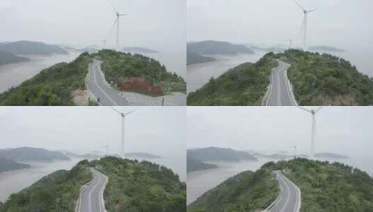 原创航拍LOG台州玉环1号公路风力发电4K-5高清在线视频素材下载