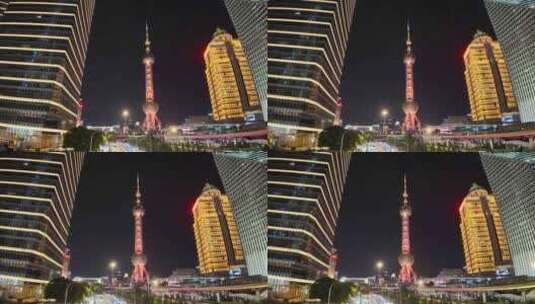 上海外滩陆家嘴东方明珠套夜景仰视环绕高清在线视频素材下载