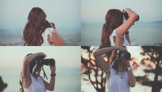 一个使用数码单反相机的女人高清在线视频素材下载