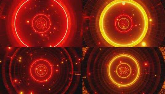 飞入圆形红色旋转隧道的无缝循环运动图形高清在线视频素材下载