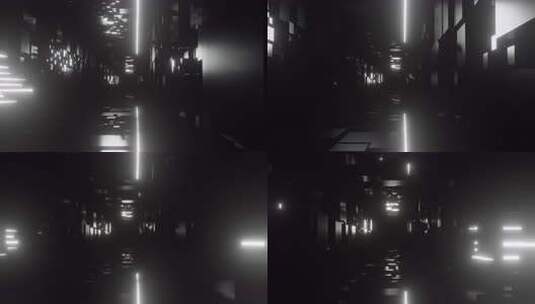 不同立方体和光条纹的无尽走廊高清在线视频素材下载