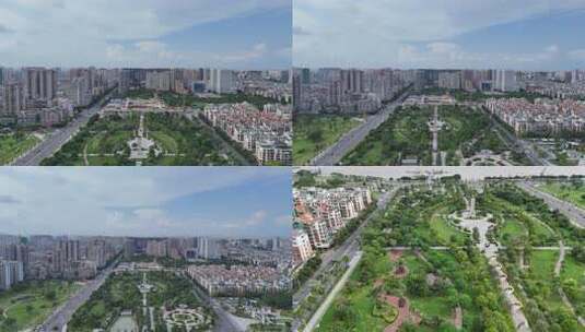 合集广东汕头城市绿化开放广场航拍高清在线视频素材下载