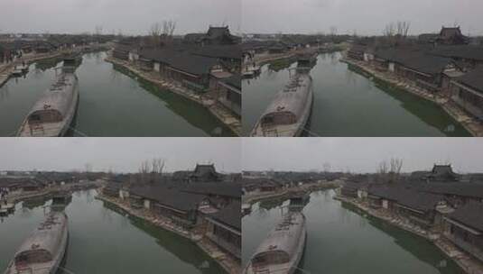 昆山清明上河图秘境江南水乡古镇河道高清在线视频素材下载