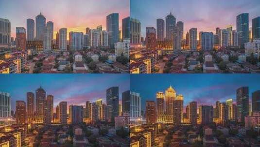 辽宁沈阳城市中心青年大街金廊夜景延时摄影高清在线视频素材下载
