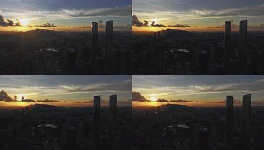 深圳地标星河双子塔航拍延时素材高清在线视频素材下载