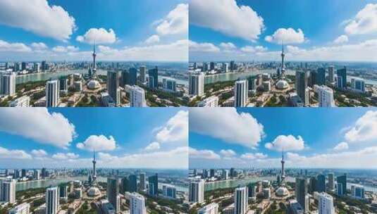 上海陆家嘴城市天际线全景高清在线视频素材下载