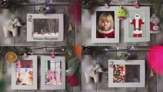 圣诞节-照片库相册写真挂式AE模板高清AE视频素材下载
