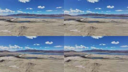 航拍西藏日喀则帕羊镇沙漠湿地高清在线视频素材下载