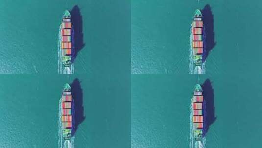 航拍俯拍海上货运集装箱船高清在线视频素材下载