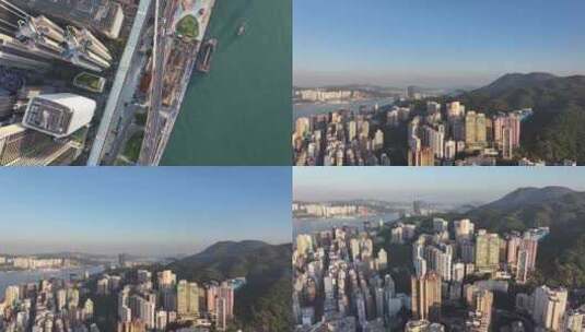 香港东区鲗鱼涌清晨航拍高清在线视频素材下载
