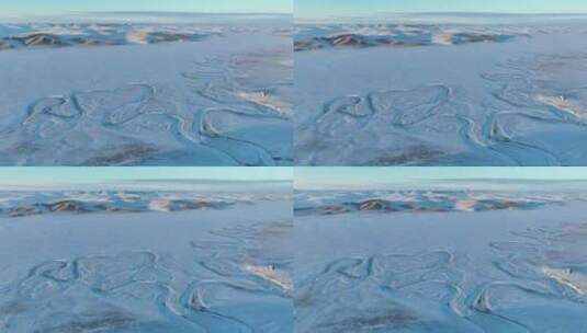 航拍呼伦贝尔冬天的风景-125高清在线视频素材下载