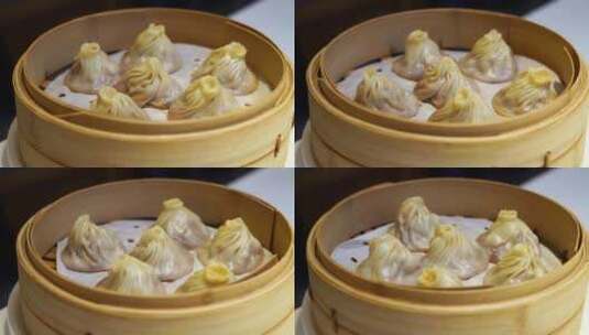淮扬菜美食传统中式面食，小笼包汤包灌汤包高清在线视频素材下载