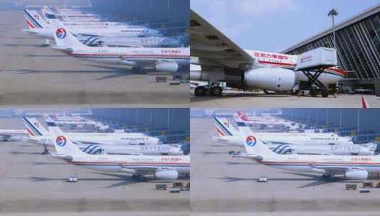 机场停机坪 飞机装货飞机卸货 延时拍摄高清在线视频素材下载