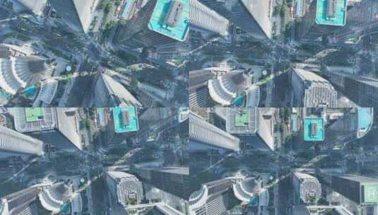 俯拍深圳高楼大厦航拍城市道路十字路口交通高清在线视频素材下载