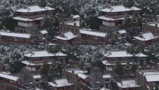 洛阳龙门石窟香山寺雪景高清在线视频素材下载