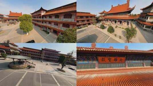 穿越机航拍扬州高旻寺鸽子群寺庙建筑高清在线视频素材下载