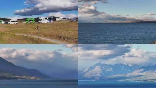 航拍新西兰普卡基湖高清在线视频素材下载