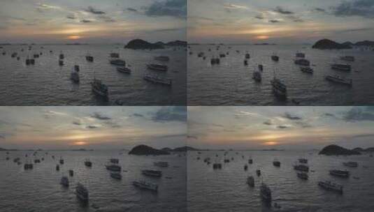 印尼科莫多拉布安巴焦夜晚海湾船舶船宿风光高清在线视频素材下载
