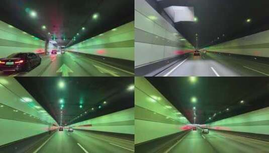 汽车在隧道穿梭开车第一视角飙车高清在线视频素材下载
