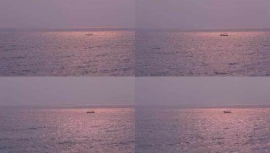 夕阳渔船打渔高清在线视频素材下载