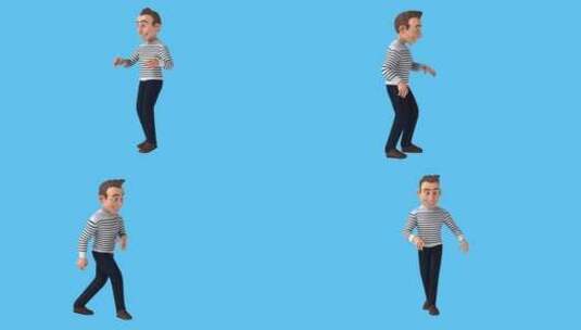 有趣的3D卡通男人跳舞（带alpha通道高清在线视频素材下载